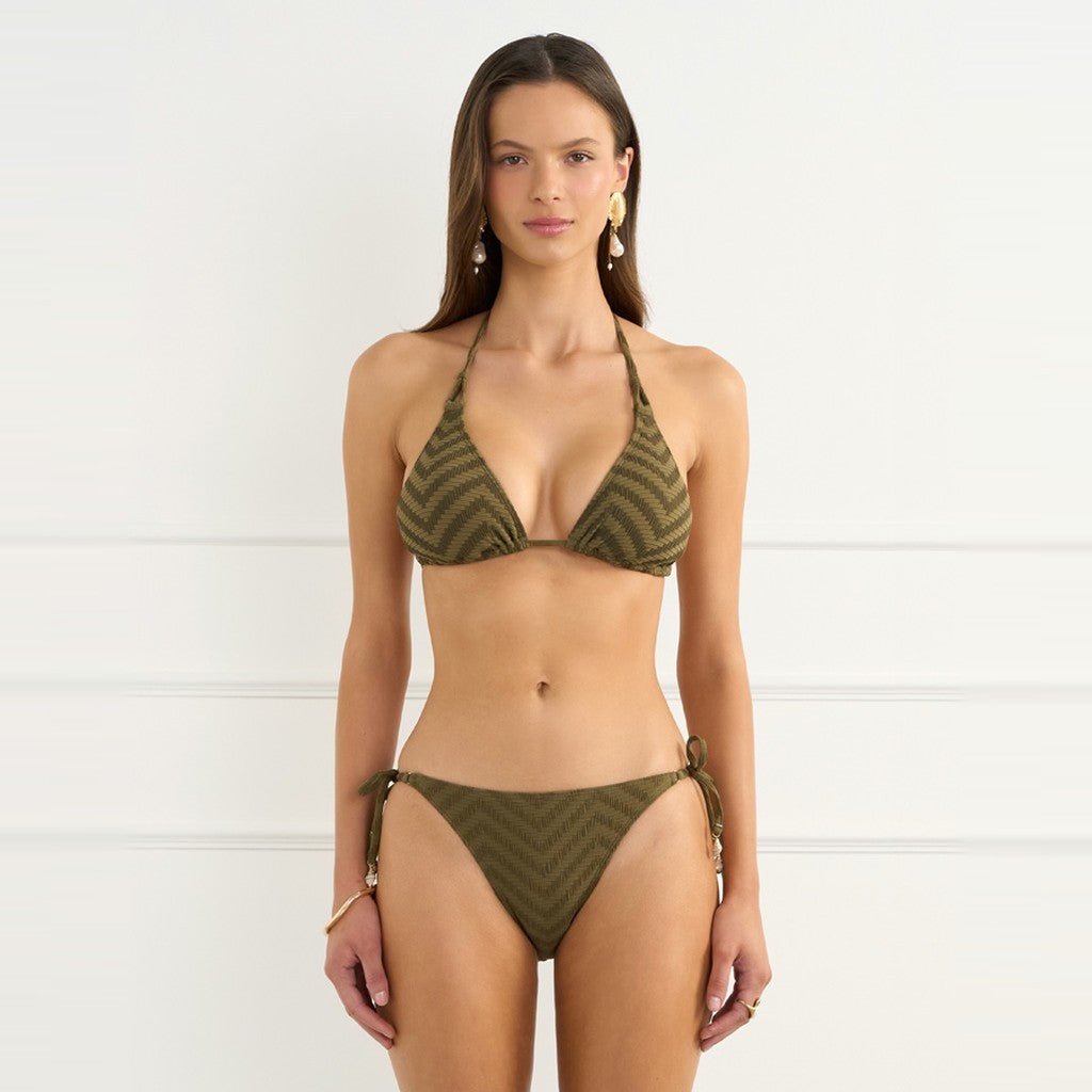 Aqua Blu Tierra Alba Triangle Bikini Top Khaki - Cove. Beach Essentials
