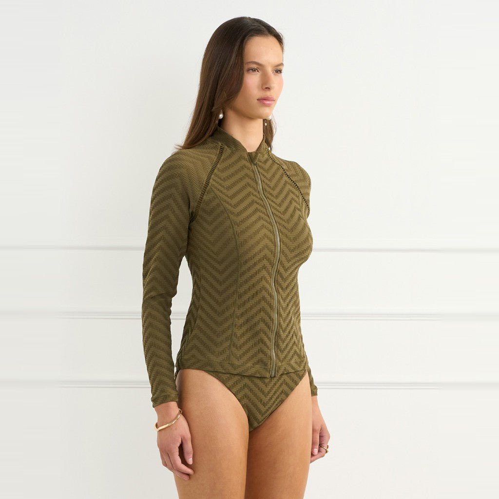 Aqua Blu Tierra Hayley Rash Guard Khaki - Cove. Beach Essentials