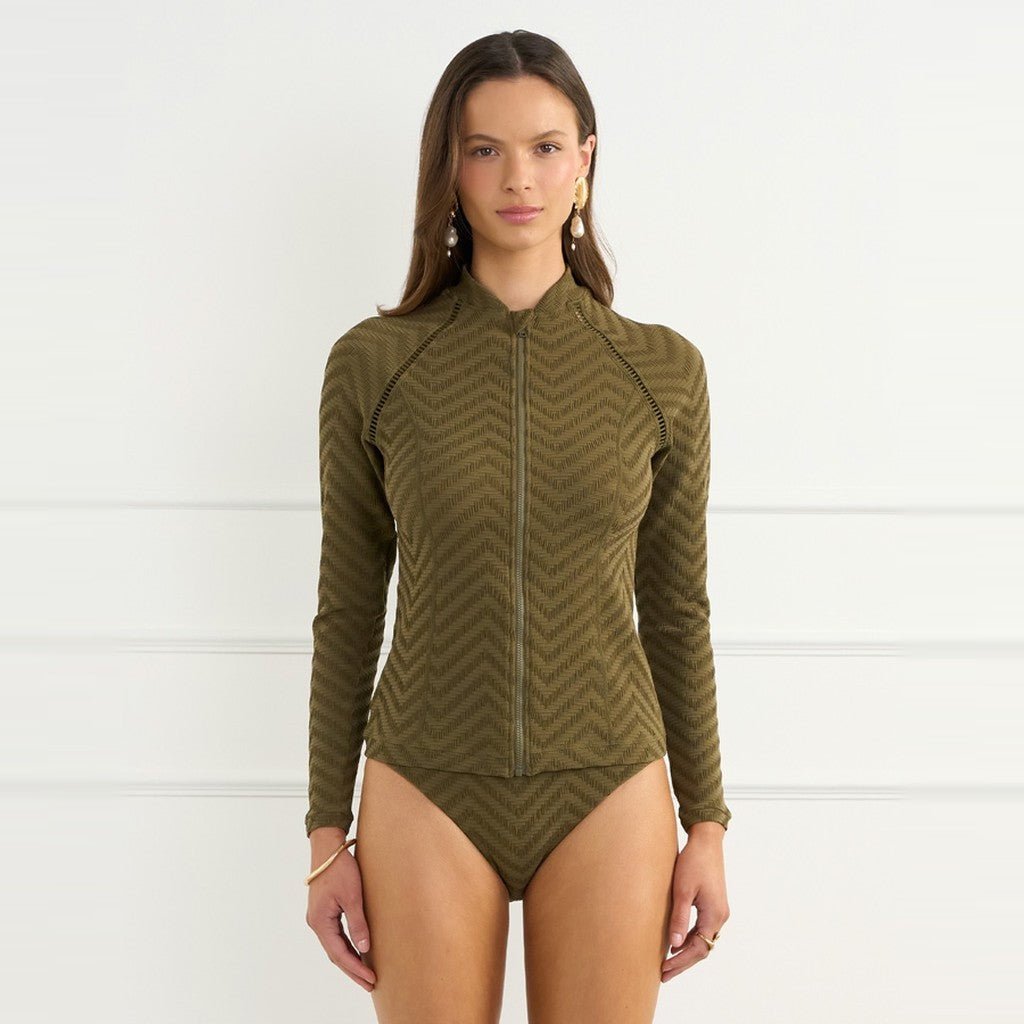 Aqua Blu Tierra Hayley Rash Guard Khaki - Cove. Beach Essentials