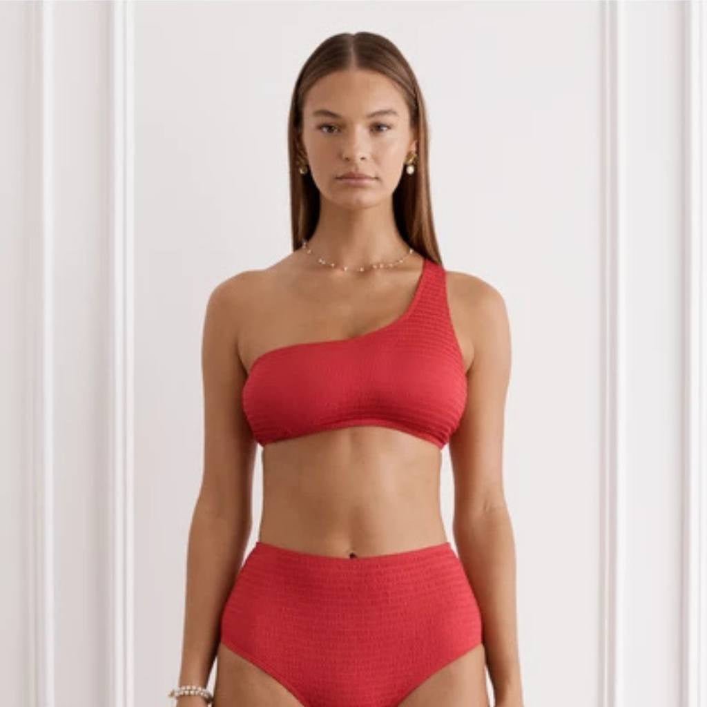 Aqua Blue | Brooke One Shoulder Top Red - Cove. Beach Essentials