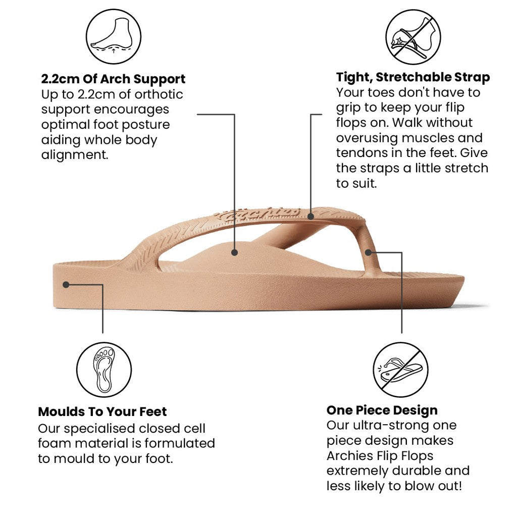 Archies Support Jandals | Classic - Tan - Cove. Beach Essentials