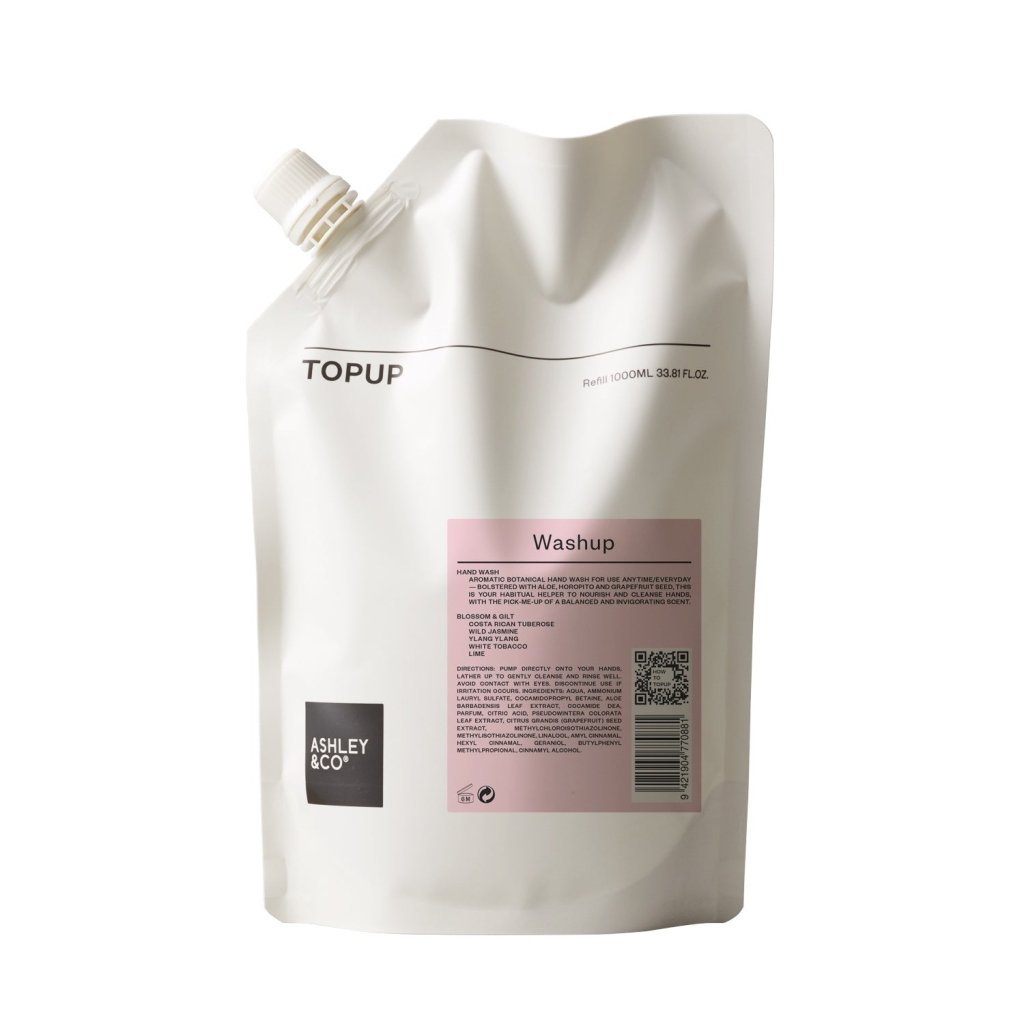 Ashley & Co | WashUp Topup - Blossom & Gilt 1 Litre - Cove. Beach Essentials