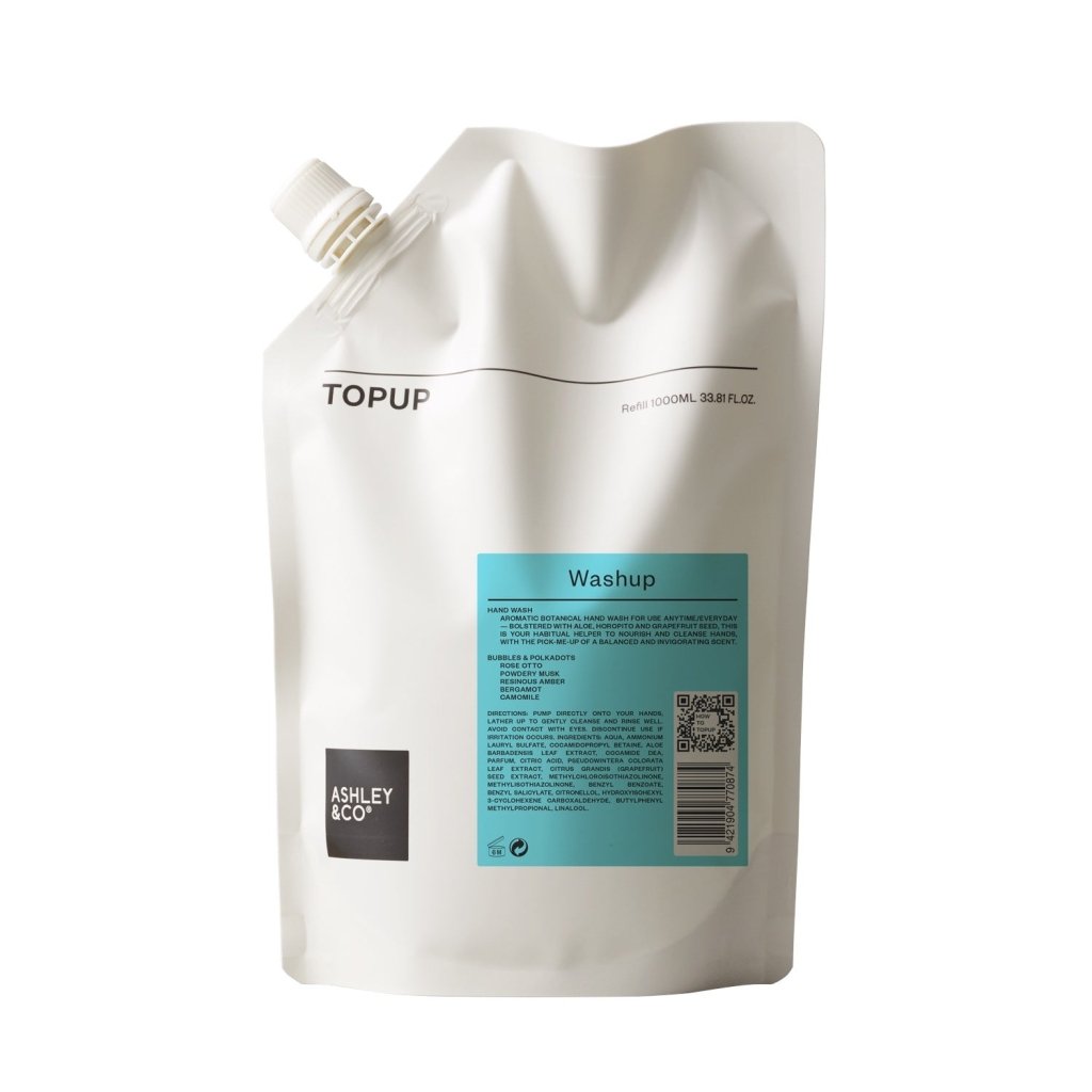Ashley & Co | WashUp Topup - Bubbles & Polkadot 1 Litre - Cove. Beach Essentials