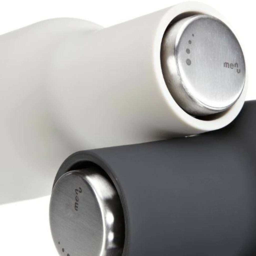 Audo Salt & Pepper Bottle Grinder - Ash / Carbon w. Steel Lid, 2 Pack - Cove. Beach Essentials