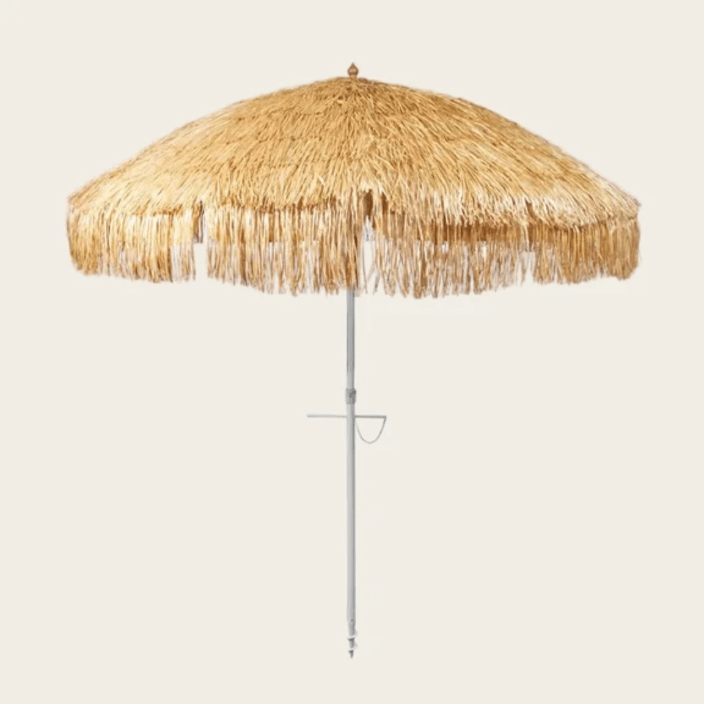 Beach Kit | Hula Rafia Thatch Beach Umbrella - Cove. Beach Essentials