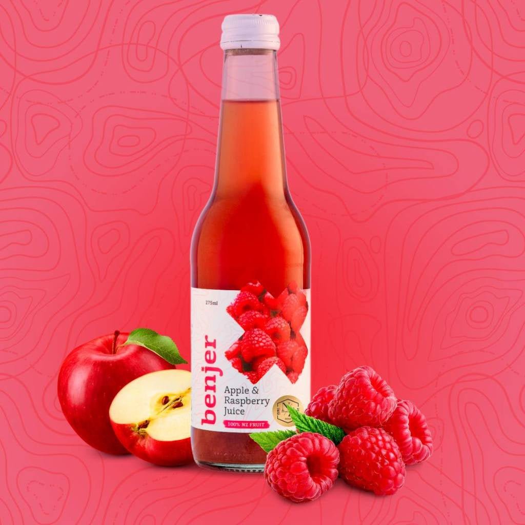 Benjer Drinks Co. | Apple & Raspberry Juice - 275ml - Cove. Beach Essentials