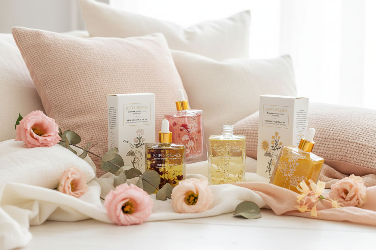 Bopo Women Body Oils with Organic Textured Pillows