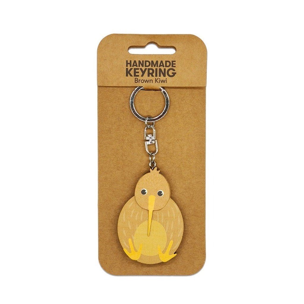 Brown Kiwi Wooden Keyring - Cove. Beach Essentials
