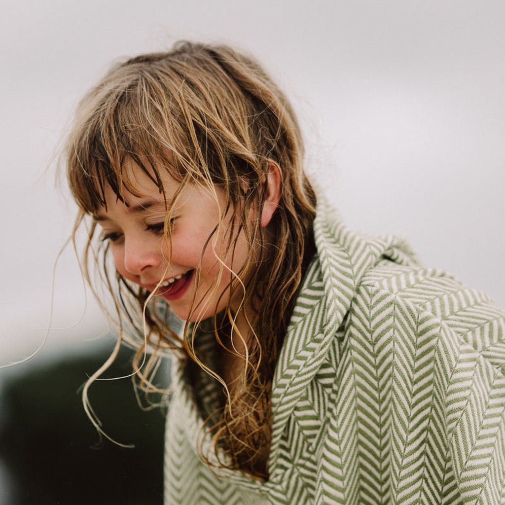 Cala Beach Essentials | Kids Large Poncho - Olive Green - Cove. Beach Essentials