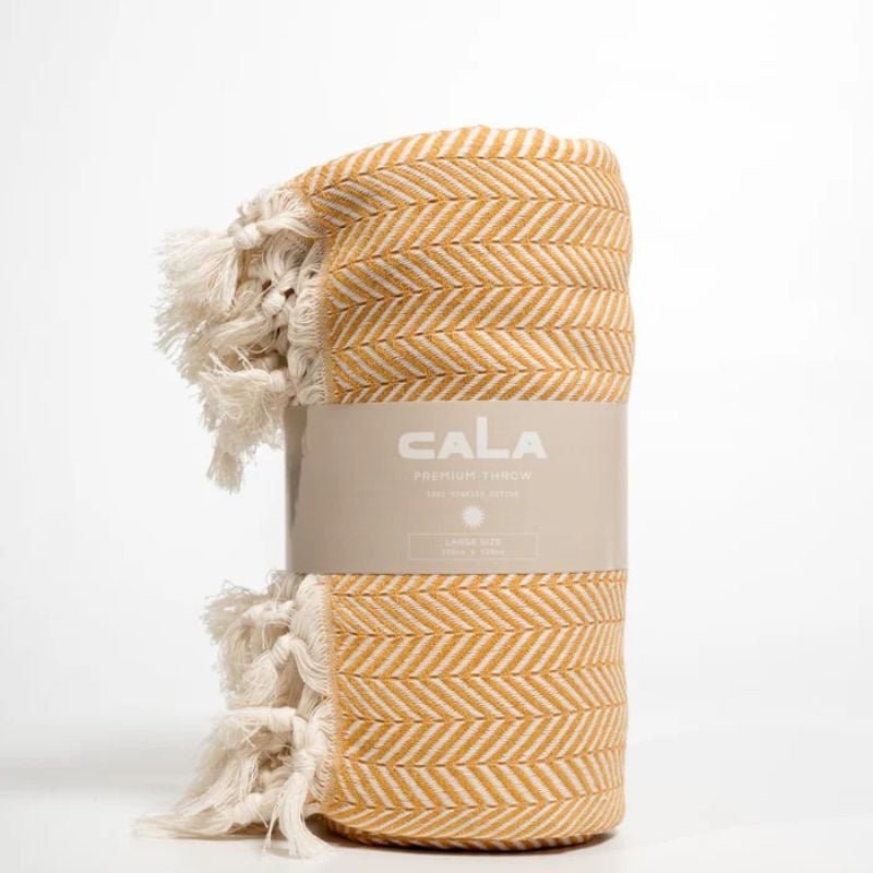 Cala Beach Essentials | Premium Throw Large Size - Mustard - Cove. Beach Essentials