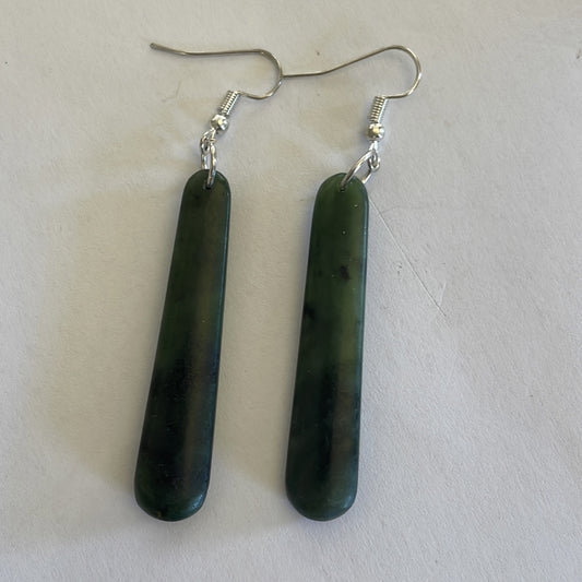 NZ Greenstone Earrings 50mm