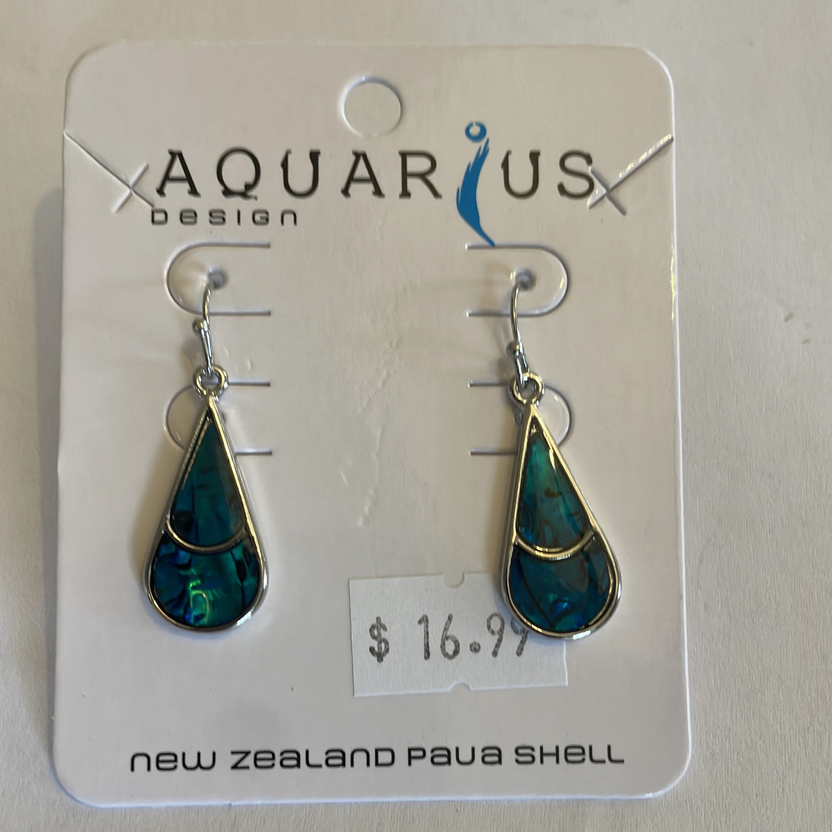 Aquarius Blue Paua Tear Drop Hook Earrings