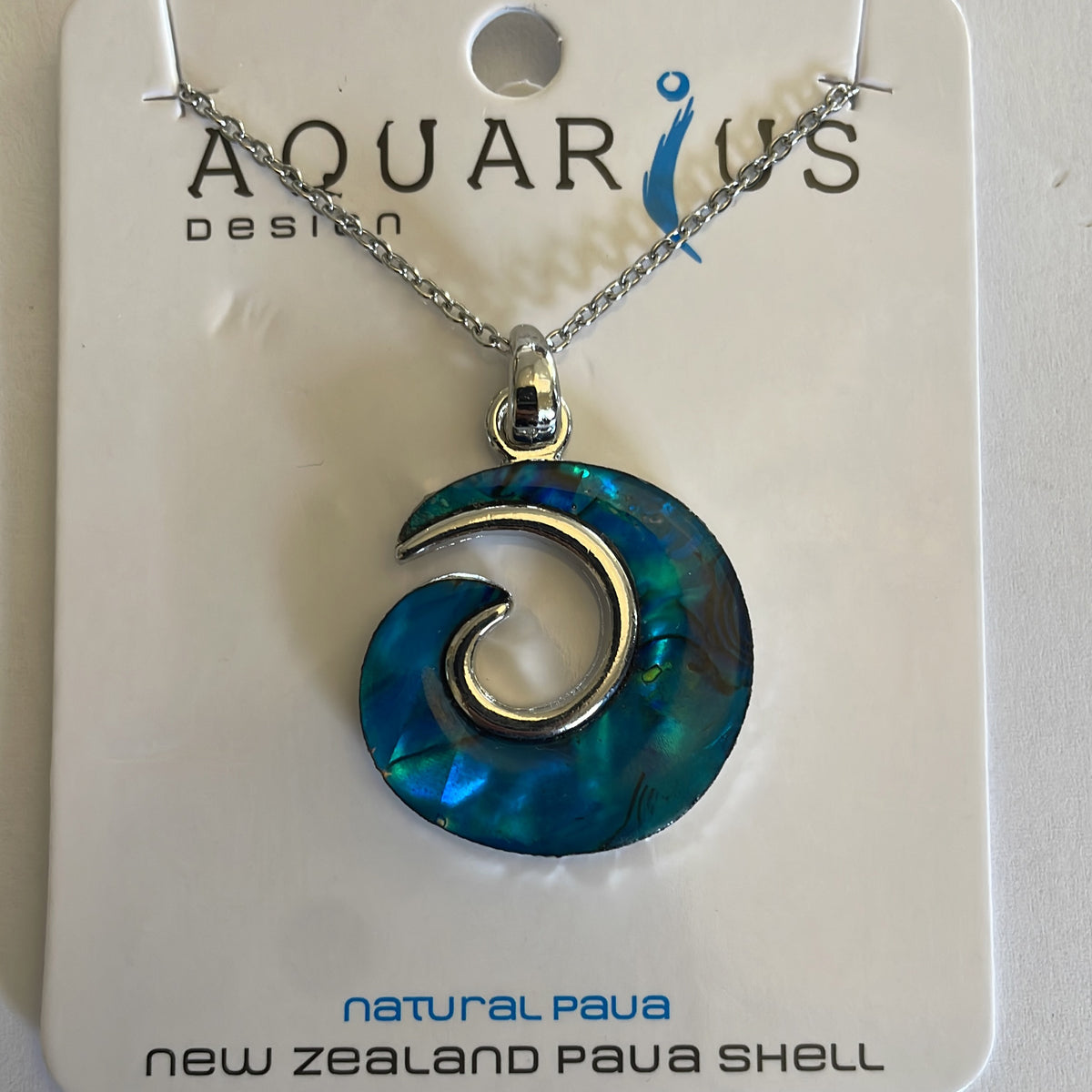 Aquarius Blue Wave Paua Koru Small Pendant