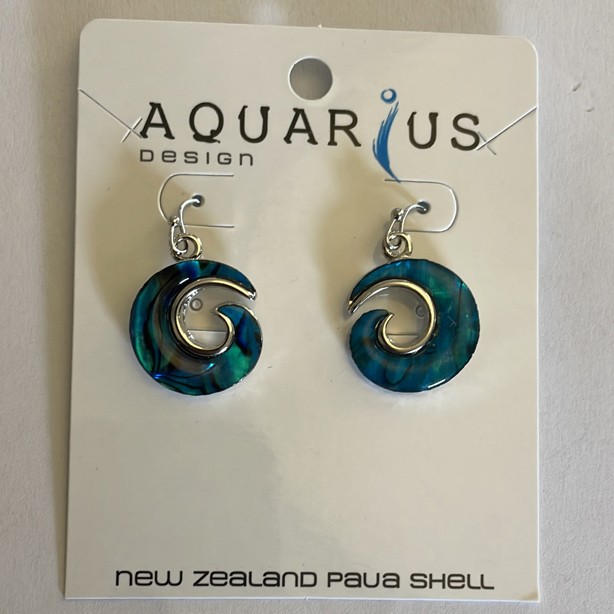 Aquarius Blue Paua Koru Earrings