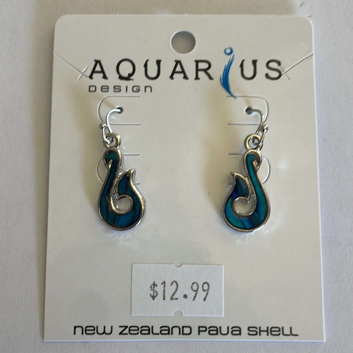 Aquarius Blue Fish Hook Earrings