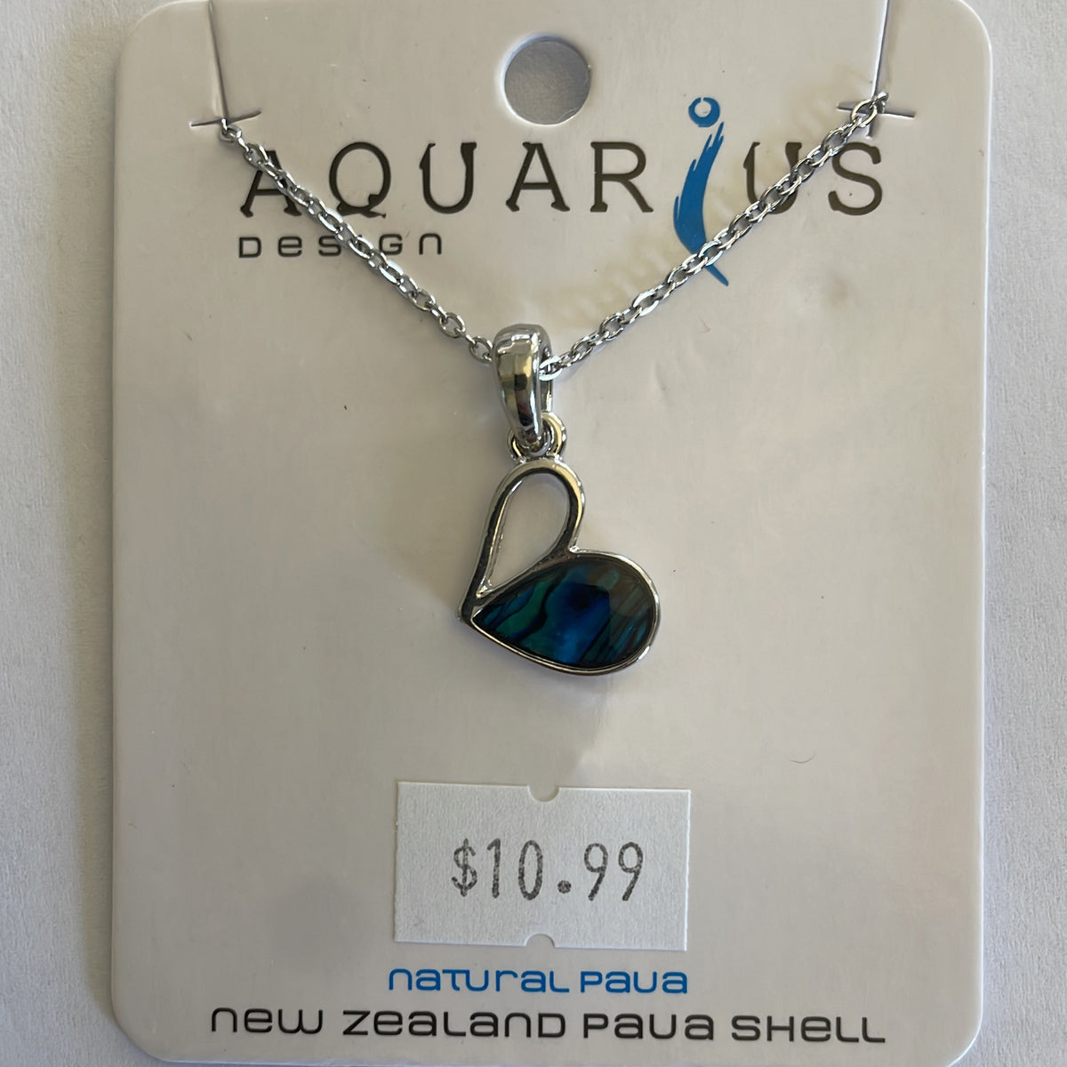 Aquarius Blue Paua Half Heart Pendant ASJ0599P