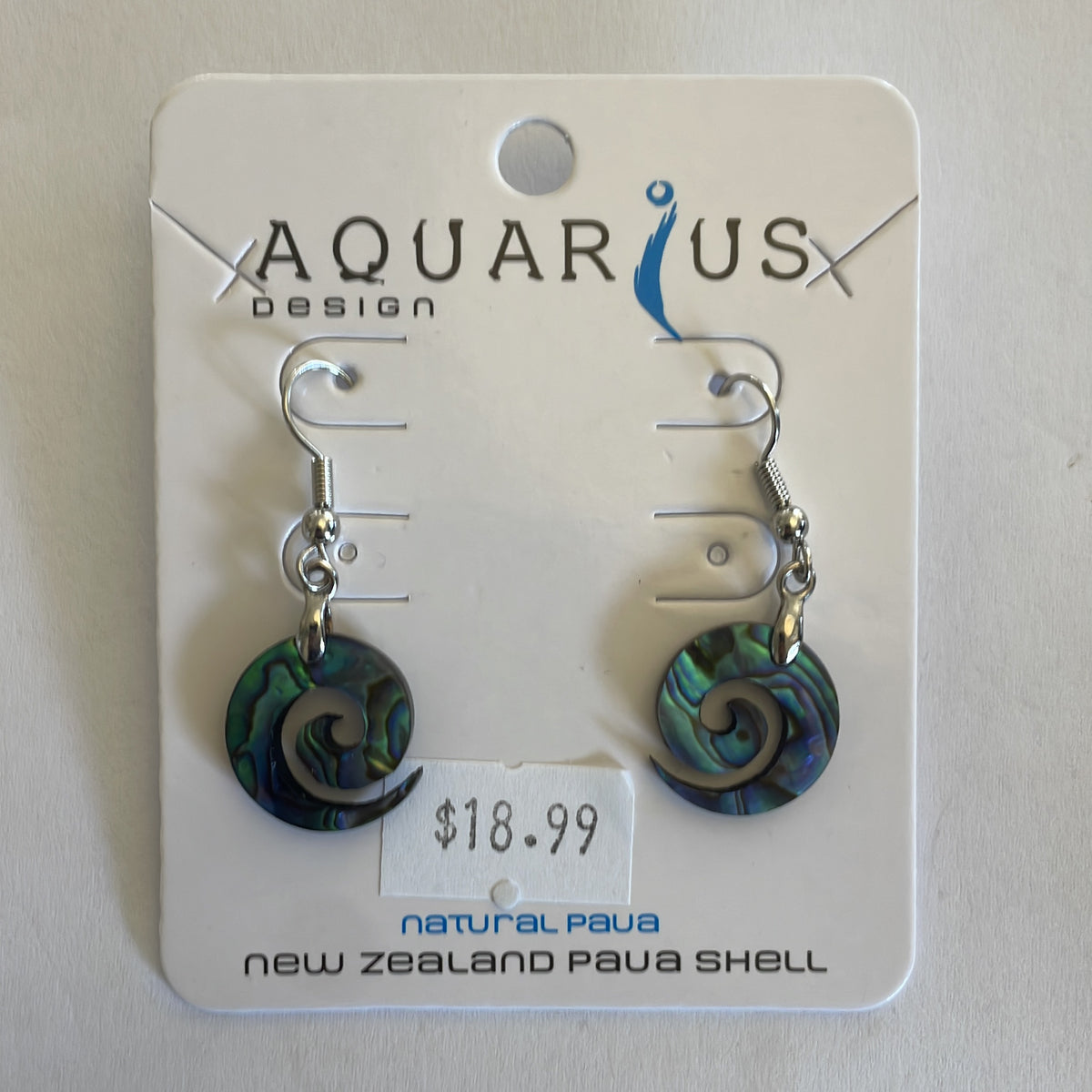 Aquarius Paua Koru Resin Hook Earrings