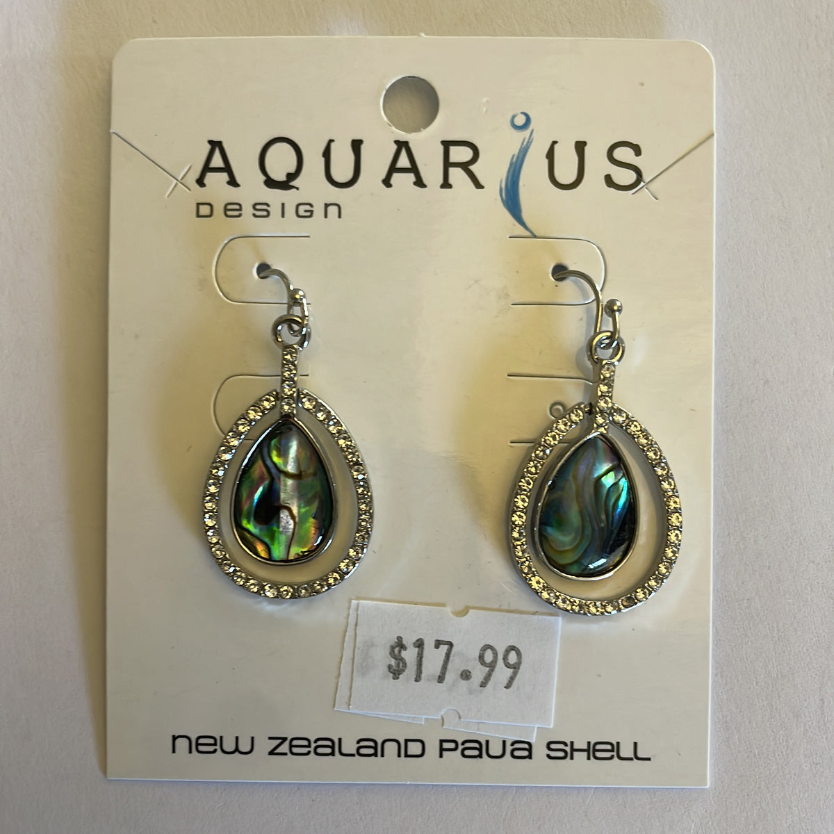 Aquarius Paua Rhodium Crystal Teardrop Earrings PAE1613