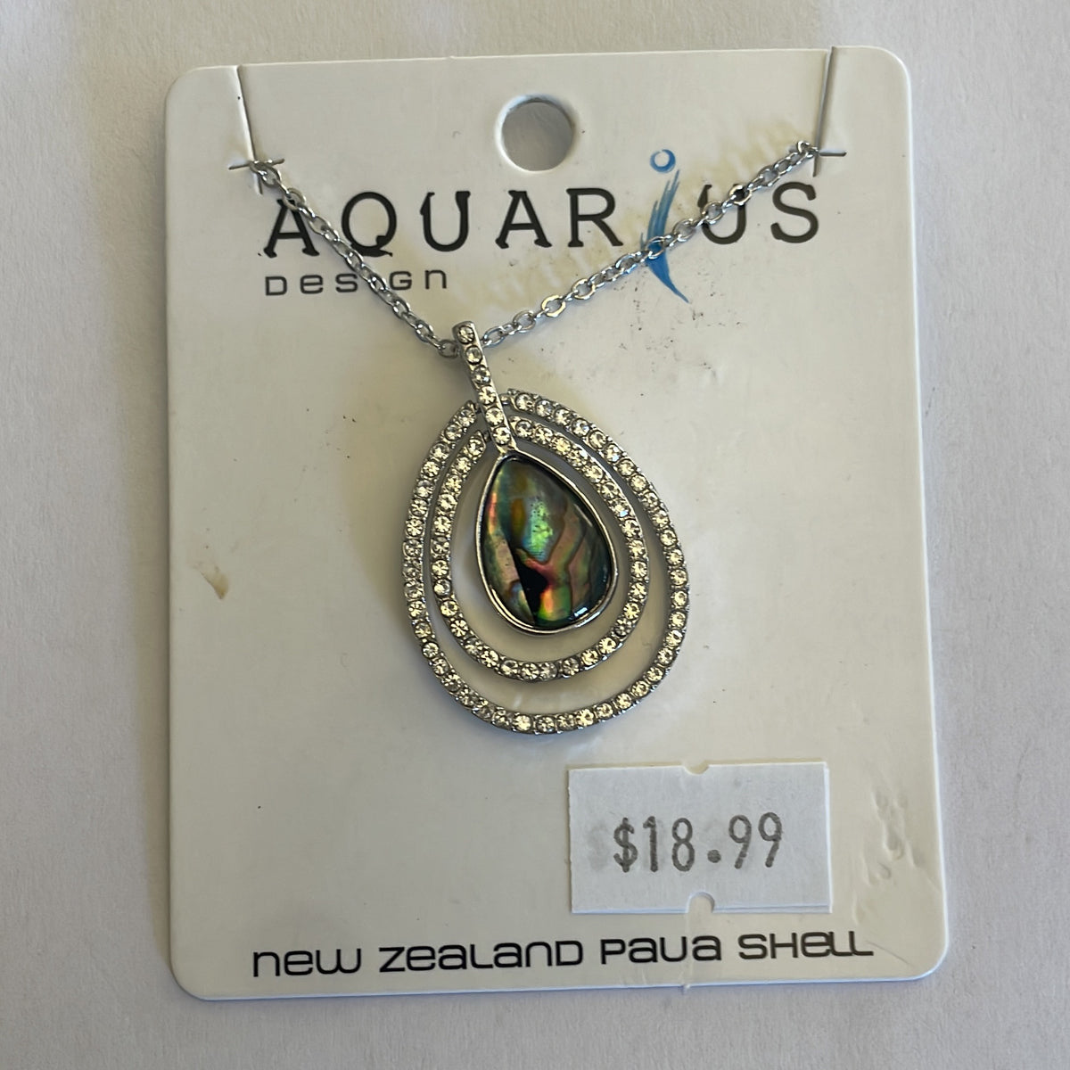 Aquarius Paua Rhodium Crystal Teardrop Pendant PAE1613P
