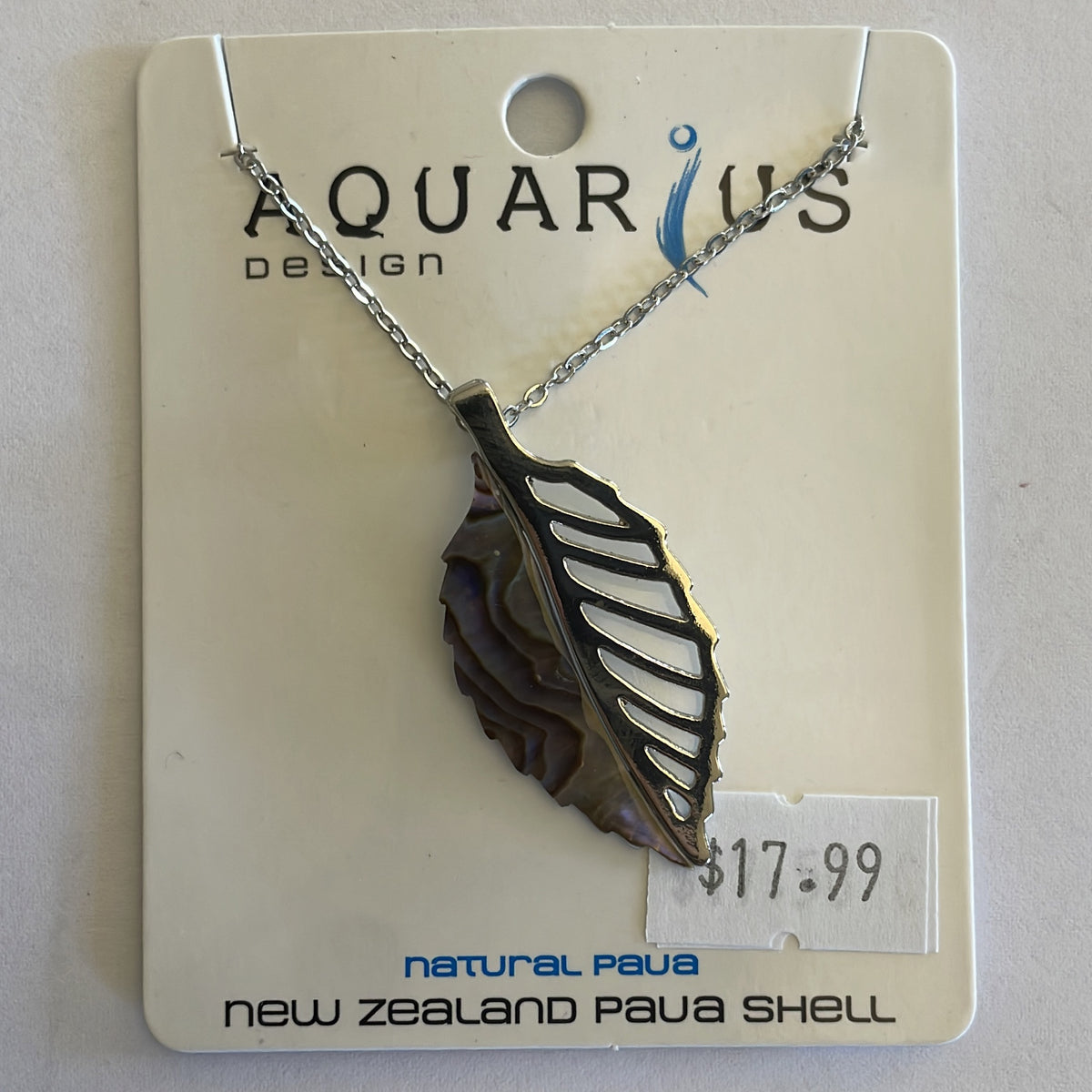 Aquarius Half Paua and Metal Leaf Pendant PAE1621P