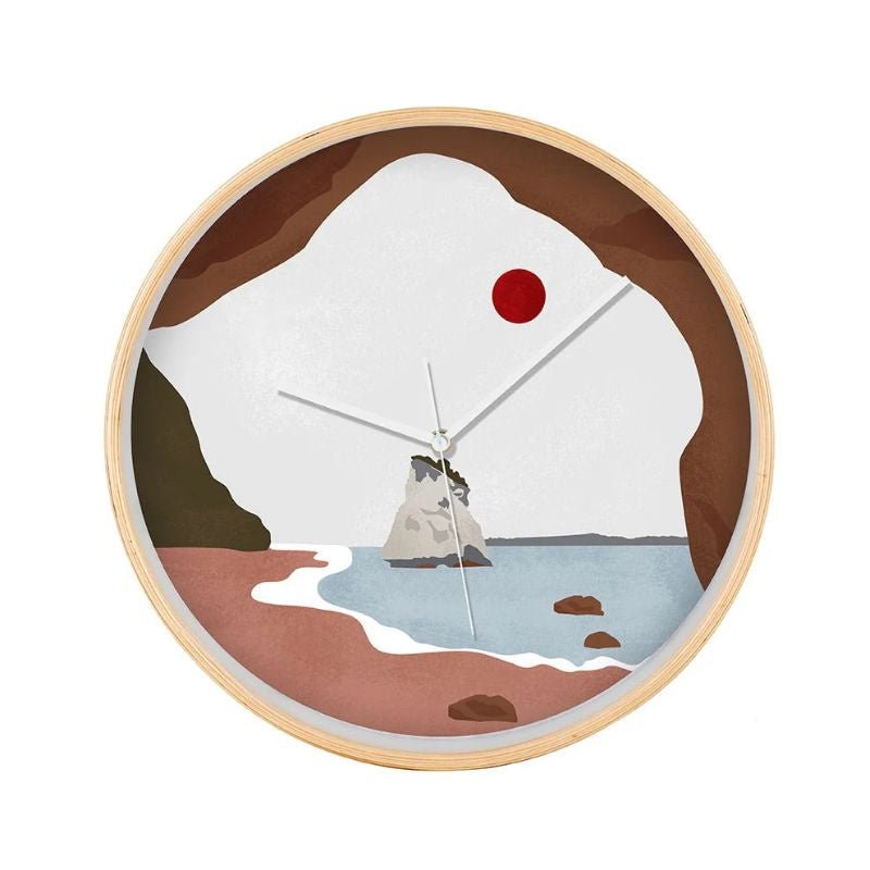 Cathedral Cove Landmark - Wooden Frame Wall Clock - Cove. Beach Essentials