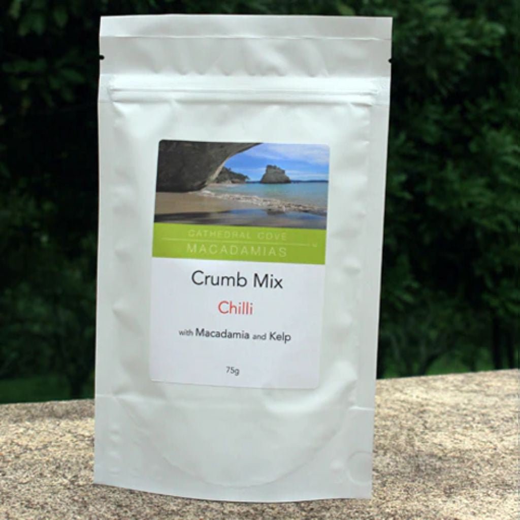 Cathedral Cove Macadamias | 75g Chilli Crumb Mix with Macadamia & Kelp - Cove. Beach Essentials