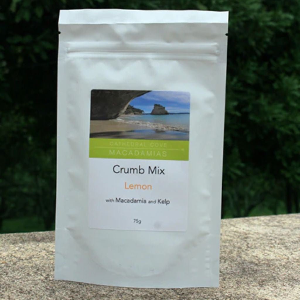 Cathedral Cove Macadamias | 75g Lemon Crumb Mix with Macadamia &amp; Kelp - Cove. Beach Essentials