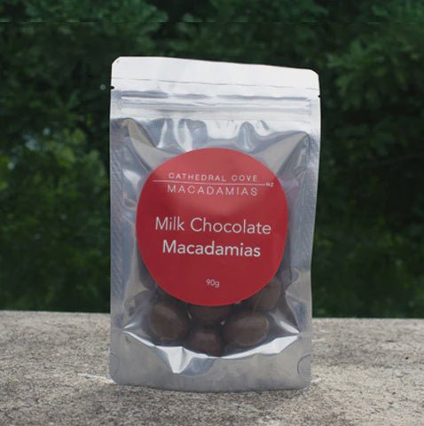 Cathedral Cove Macadamias | 90g Milk Chocolate Coated Macadamias - Cove. Beach Essentials