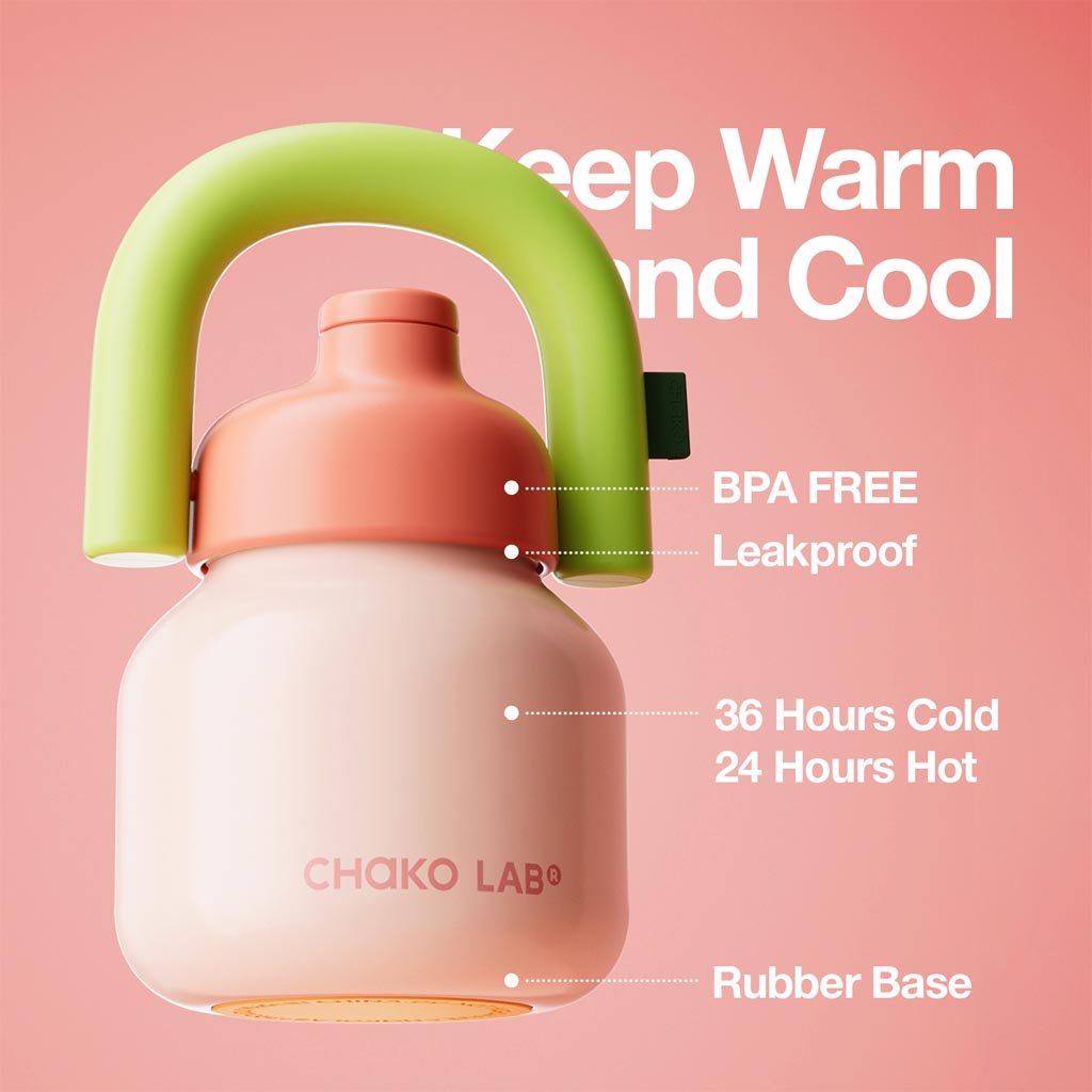 Chako Lab | Linlin Kettle Water Bottle 1L - Stainless - Pink - Cove. Beach Essentials