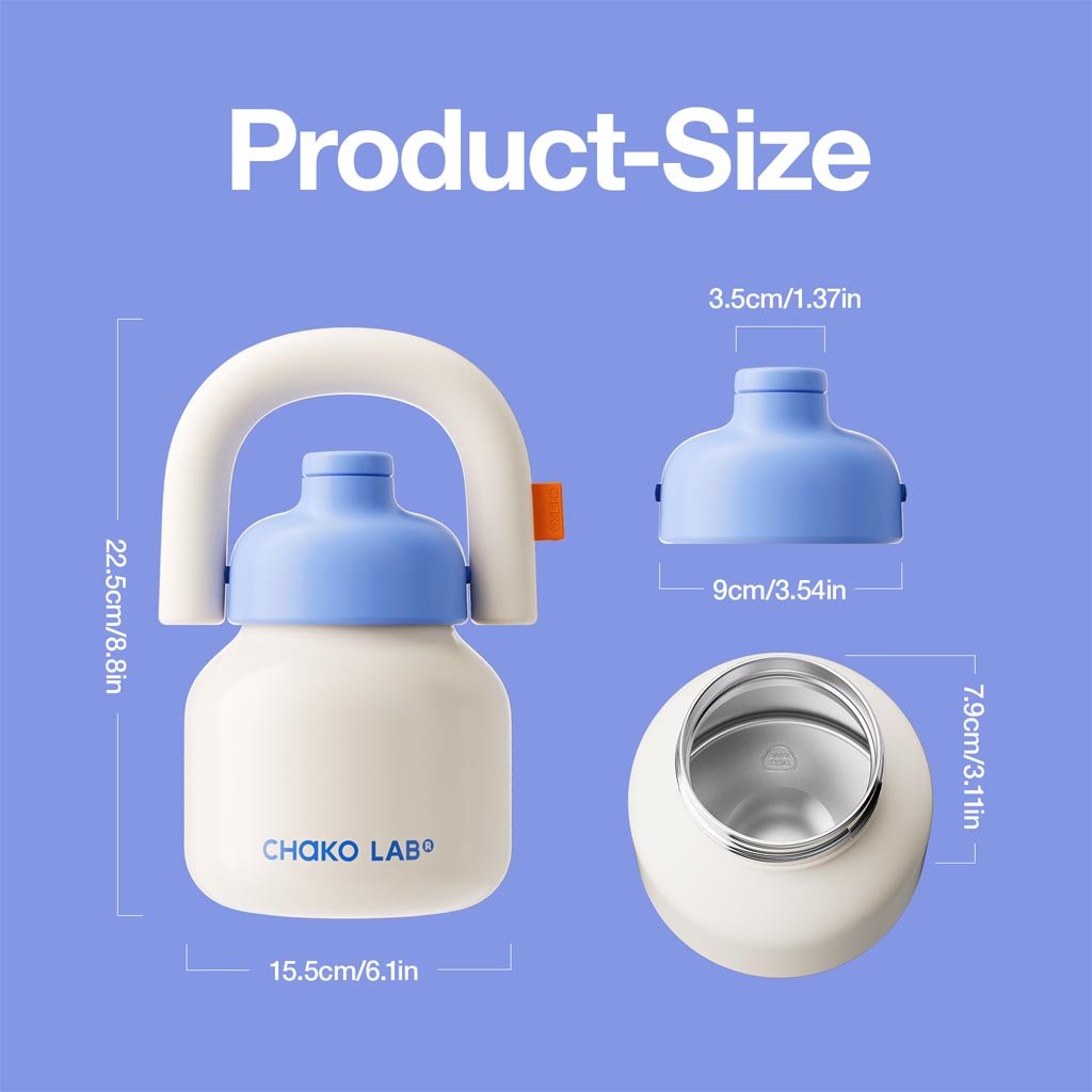 Chako Lab | Linlin Kettle Water Bottle 1L - Stainless - White - Cove. Beach Essentials