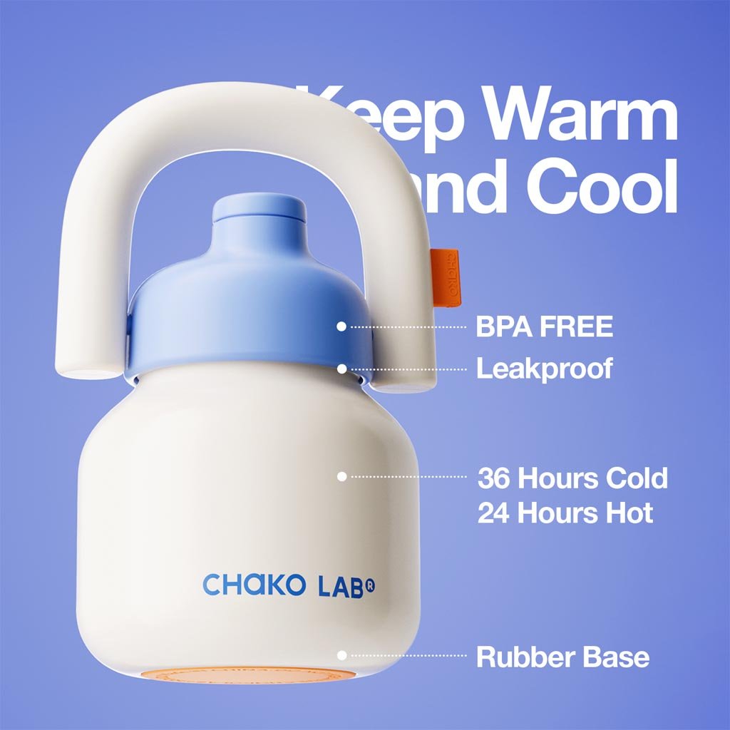 Chako Lab | Linlin Kettle Water Bottle 1L - Stainless - White - Cove. Beach Essentials