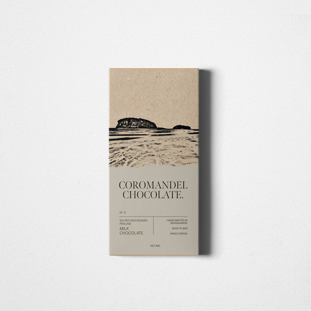Coromandel Chocolate | 80g Filled Bars Salted Caramel Macadamia Praline - Cove. Beach Essentials