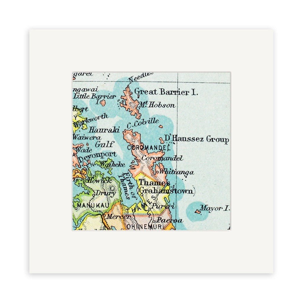 Coromandel Vintage Map Print - Matted Print - Cove. Beach Essentials