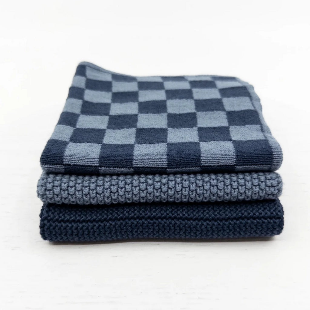 Ecovask | Dishcloth 3pk - Denim Navy Checker