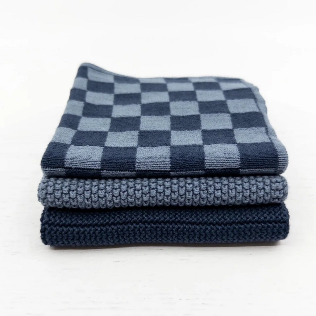 Ecovask | Dishcloth 3pk - Denim Navy Checker - Cove. Beach Essentials