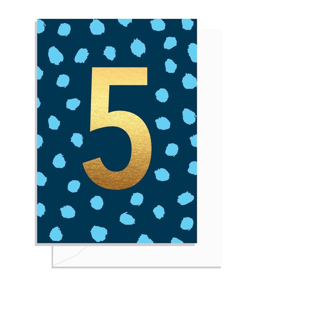 Elm Paper | 5th Birthday Dots Blue Card - Cove. Beach Essentials