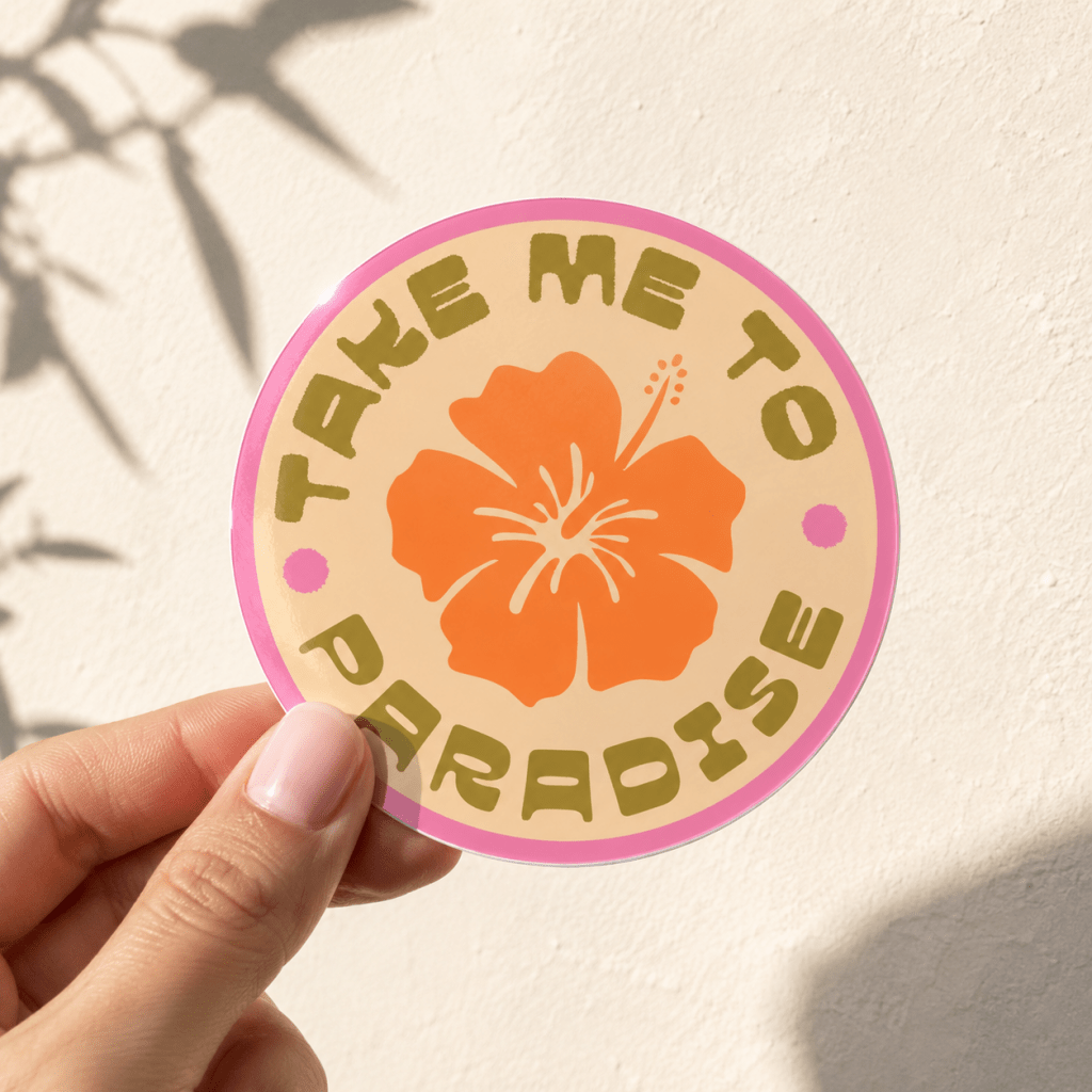Enjoy The View | Paradise Sticker | Vinyl Sticker | Hibiscus sticker - Cove. Beach Essentials