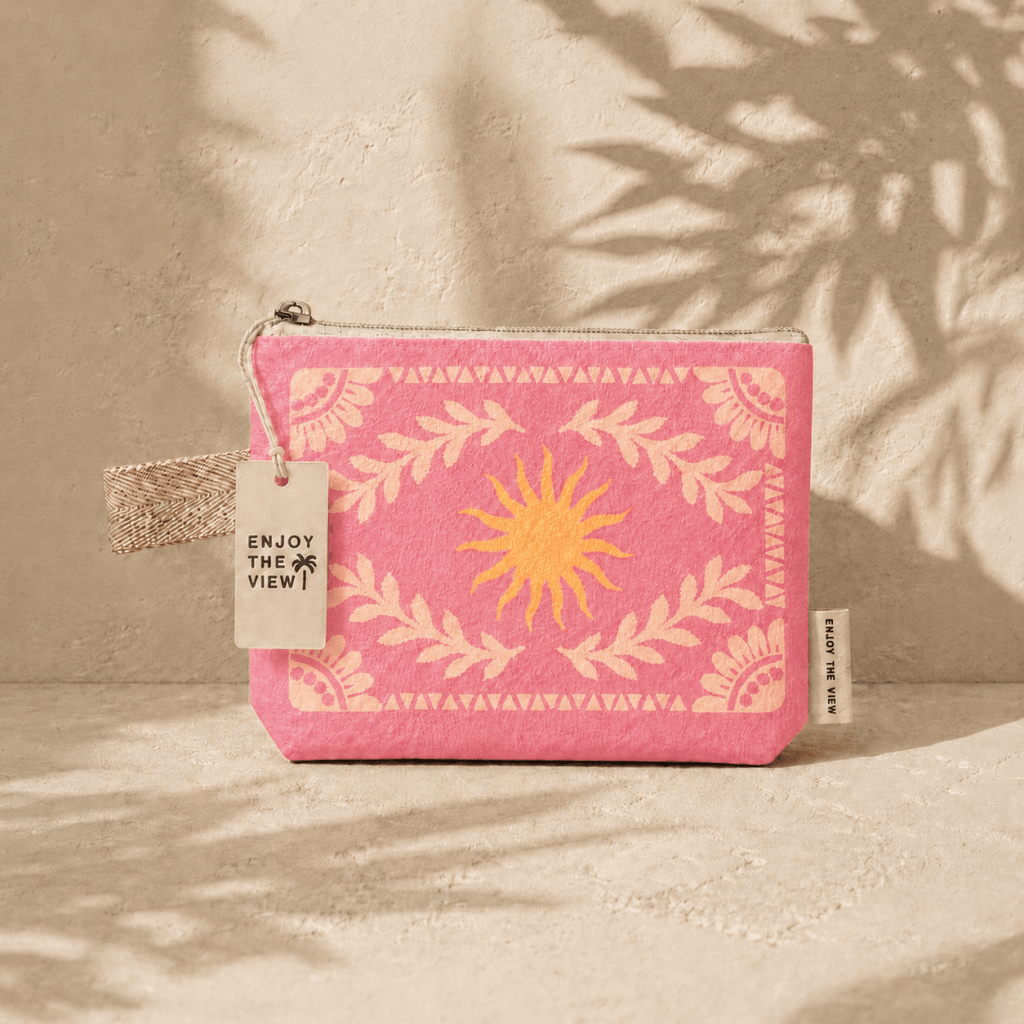 Enjoy The View | Small Toiletry Bag 22cm(8.5)" | Lightweight Tyvek Pouch pink - Cove. Beach Essentials