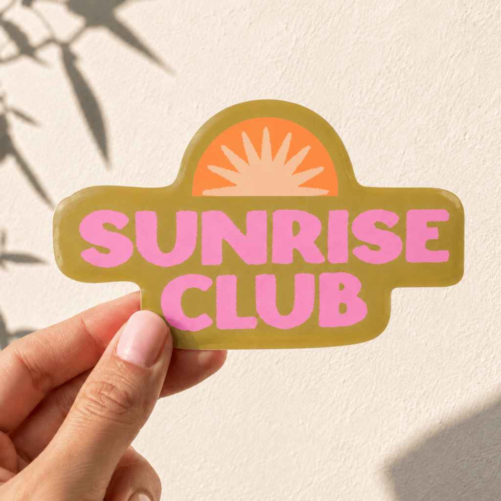 Enjoy The View | Sunrise Club | Beach sticker | Retro sticker | Coastal - Cove. Beach Essentials