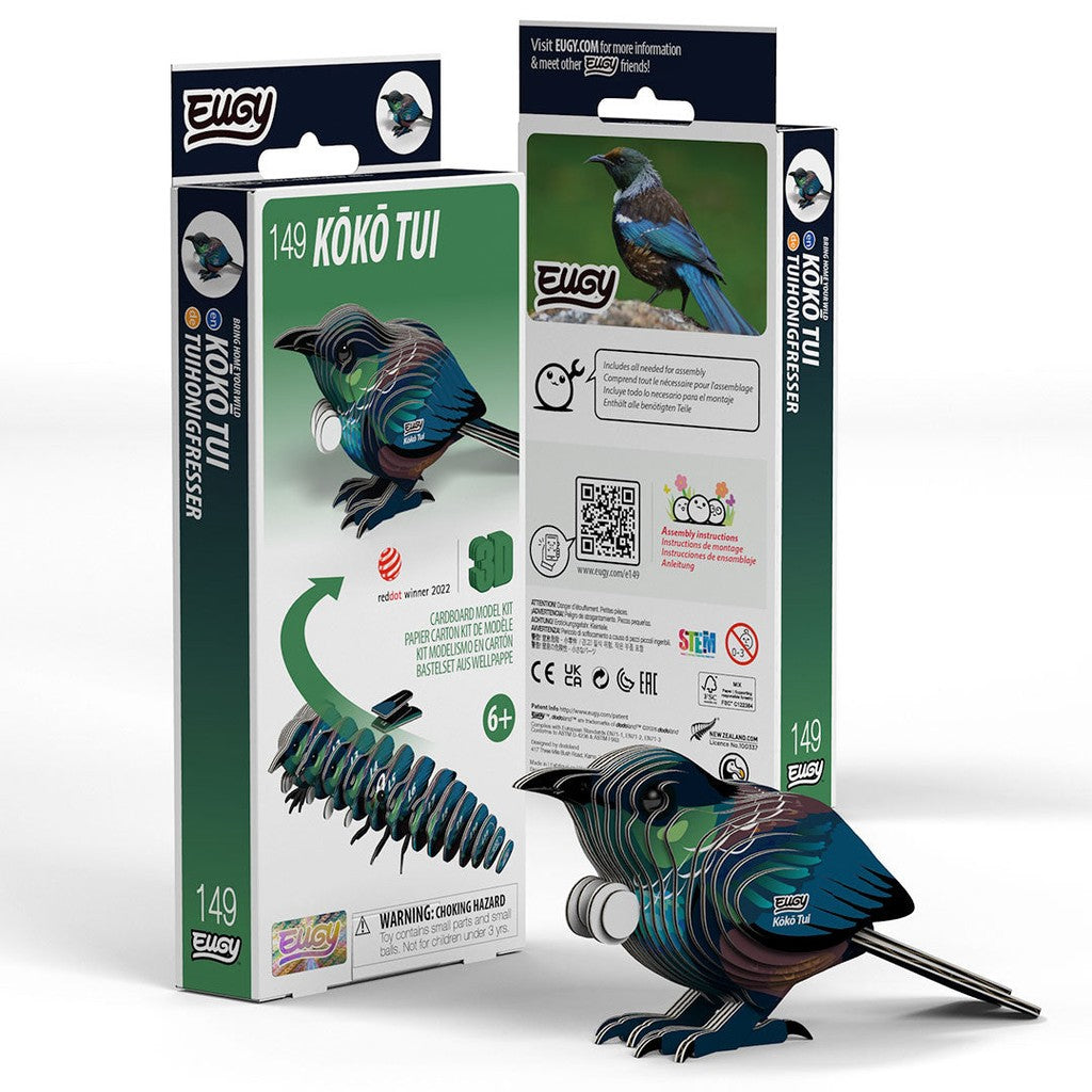 EUGY Kōkō Tūī 3D puzzle in its box