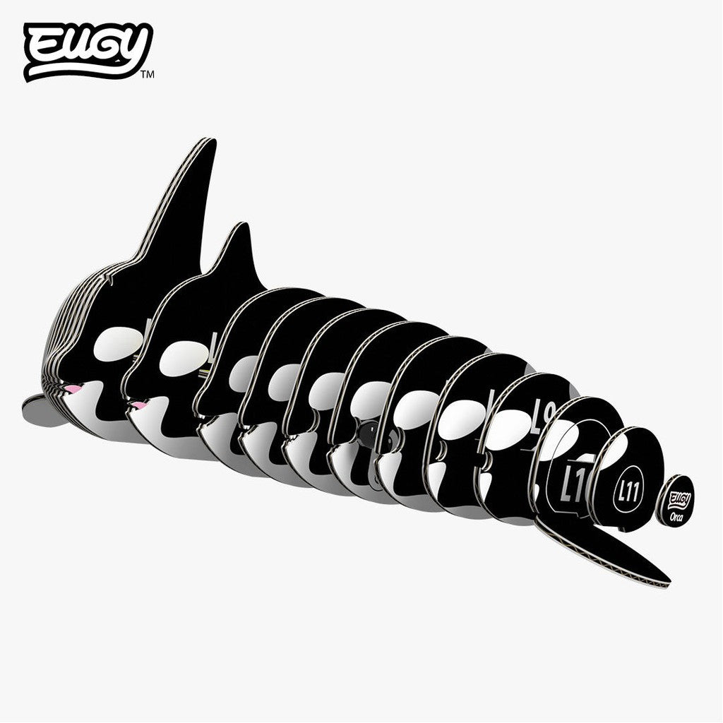 Flat pieces of the EUGY Orca 3D puzzle