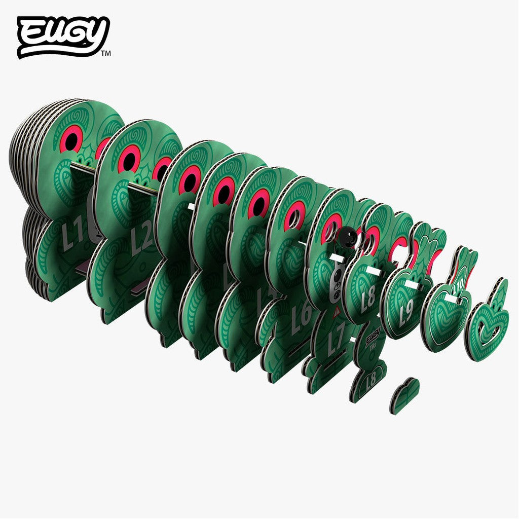 Flat pieces of the EUGY Tiki 3D puzzle