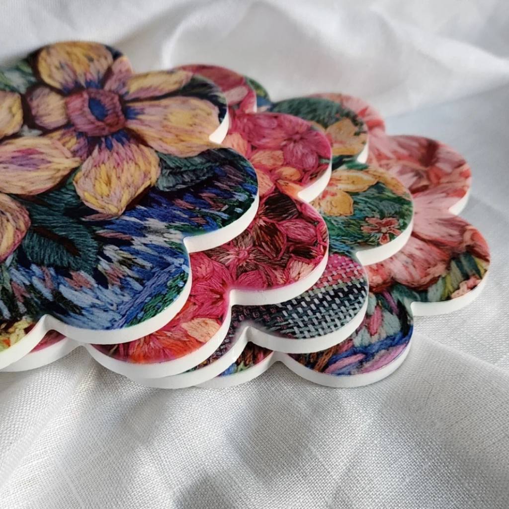 Fleur Woods | Coaster Set Of 4 - Meadow - Cove. Beach Essentials