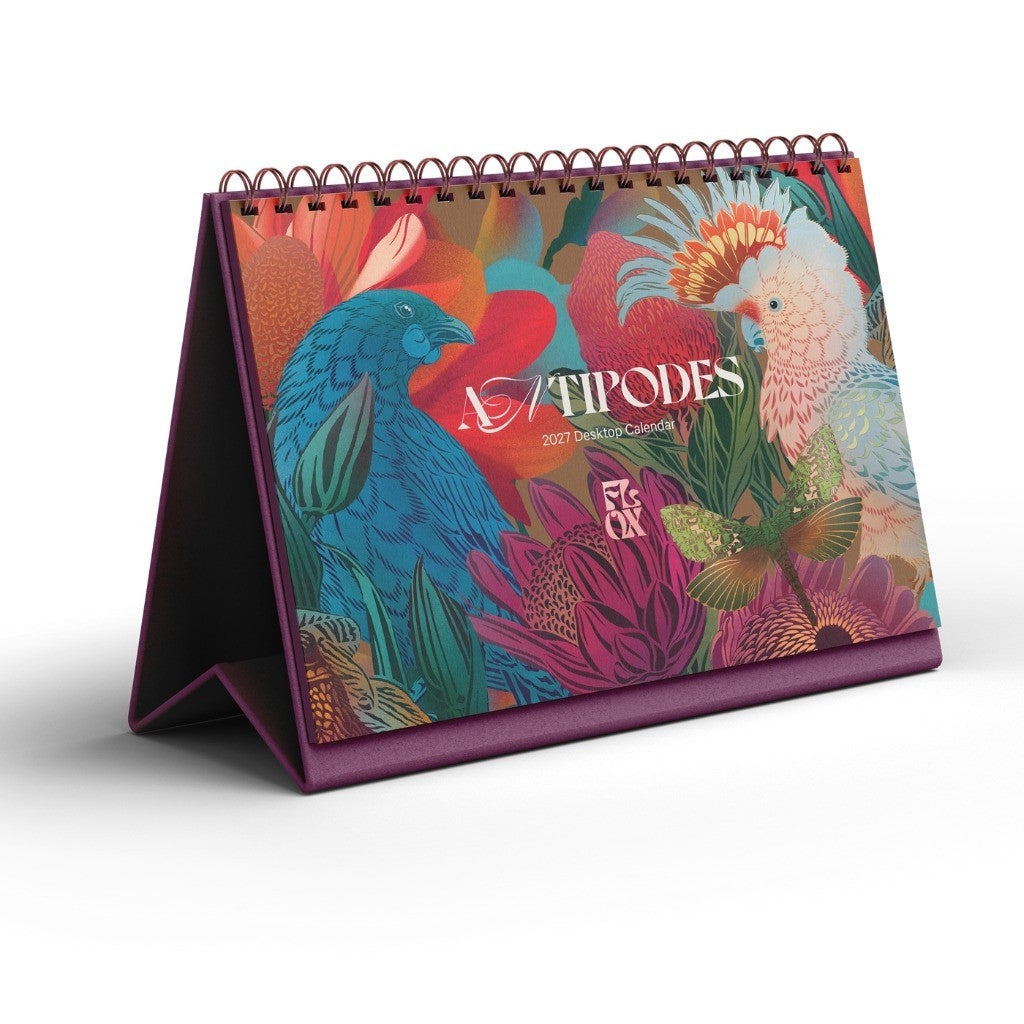 FLOX Antipodes 2027 desktop calendar standing open