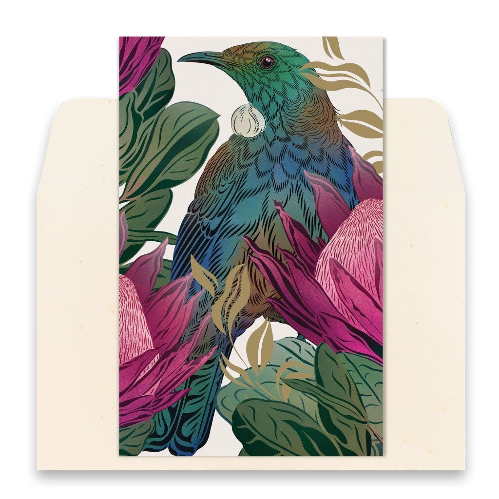 Flox | Tūi &amp; King Protea Card