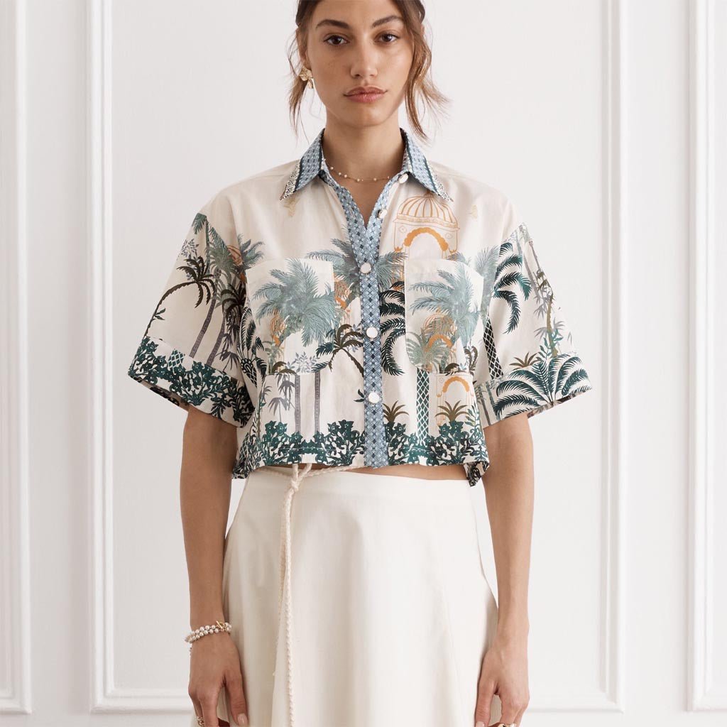 Heaven | Remi Cropped Shirt Multi - Cove. Beach Essentials