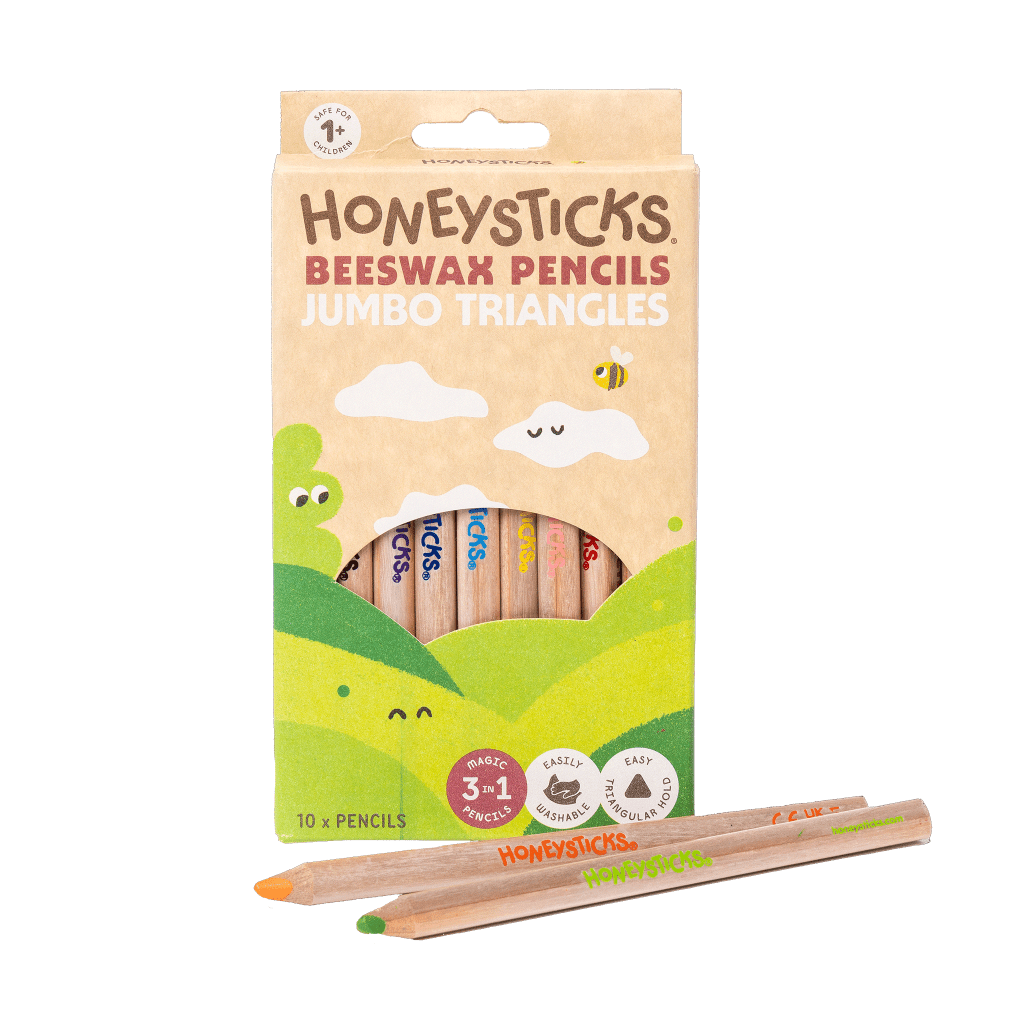 Honeysticks | Magic 3-in-1 Beeswax Pencils Jumbo Triangles 10pk - Cove. Beach Essentials