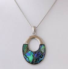 Aquarius Blue Paua Sectioned Oval Necklace