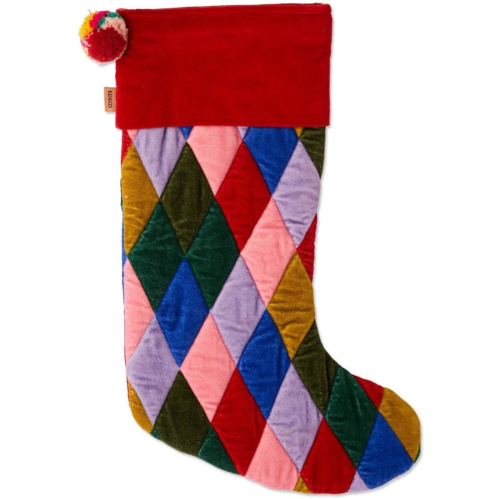 Kip & Co | Jolly Christmas Harlequin Velvet Stocking