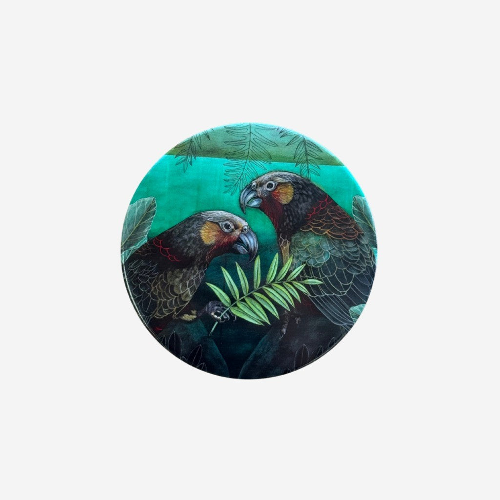 Kathryn Furniss Kākā ceramic coaster